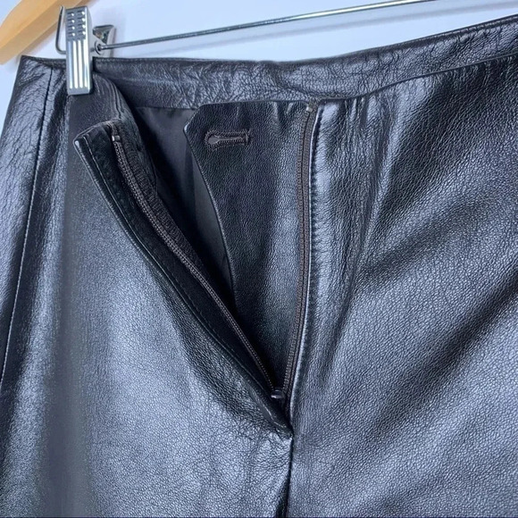 DKNY NWOT 100% Leather Black Mid Rise Bootcut Pants Size 8 - Picture 9 of 11